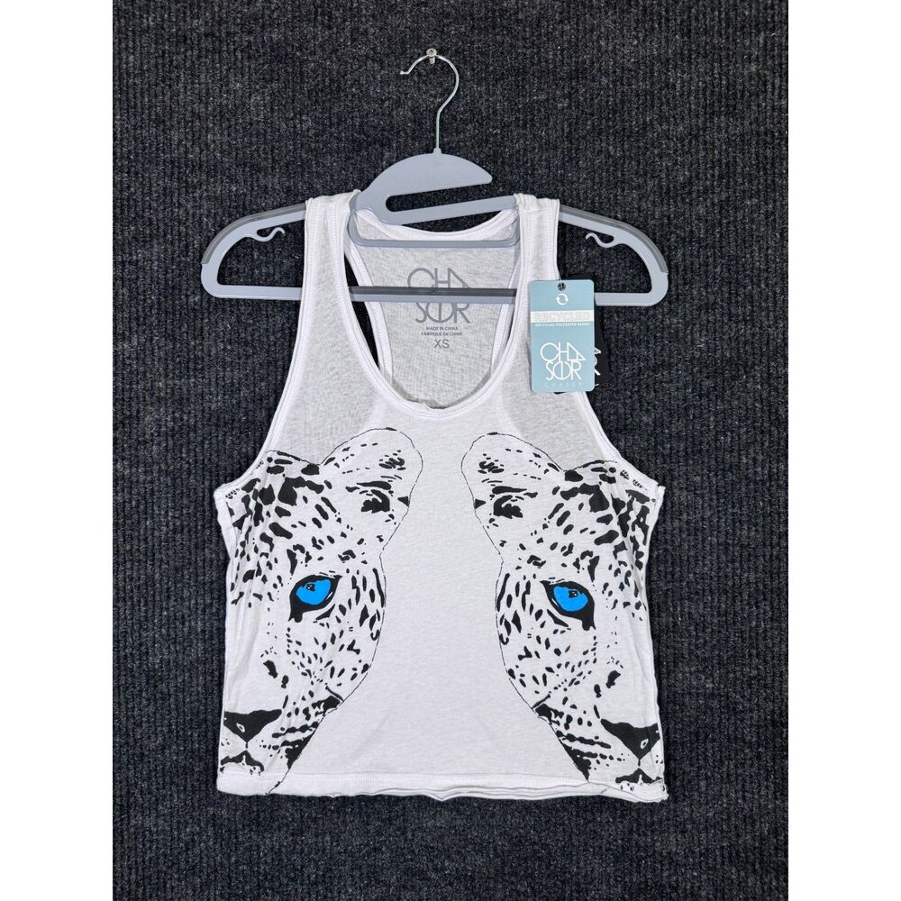 Chaser Blue Eye Leopard Graphic Tank Top Womens XS NWT